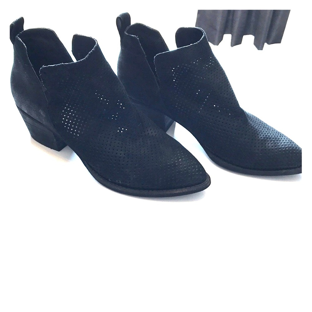 Dolce Vita Black Perforated Suede Ankle Boots